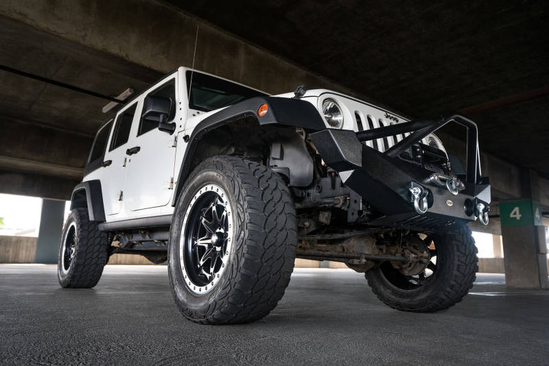 DV8 Offroad 07-18 Jeep Wrangler JK/JL FS-12 Mid Length Steel Front Bumper w/ Fog Lights