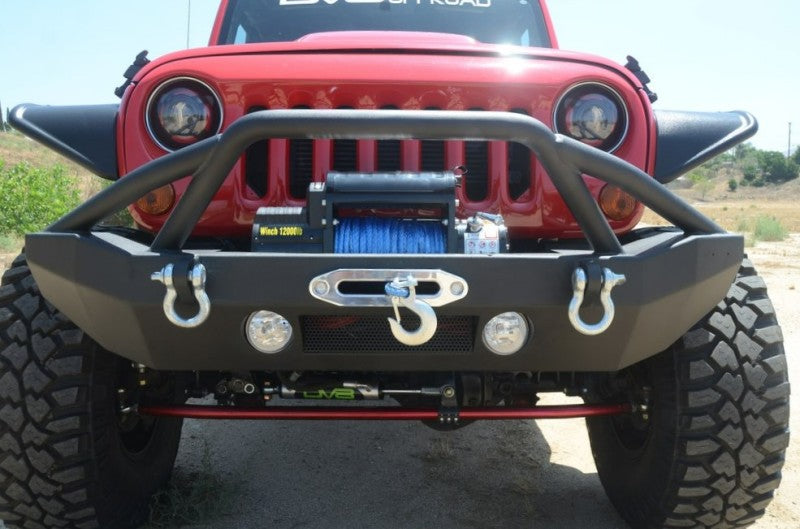 DV8 Offroad 07-18 Jeep Wrangler JK/JL FS-14 Mid Length Steel Front Bumper w/ Fog Lights & LED Lights