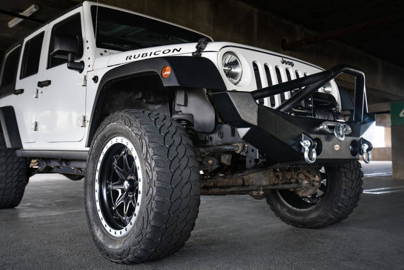 DV8 Offroad 07-18 Jeep Wrangler JK/JL FS-12 Mid Length Steel Front Bumper w/ Fog Lights
