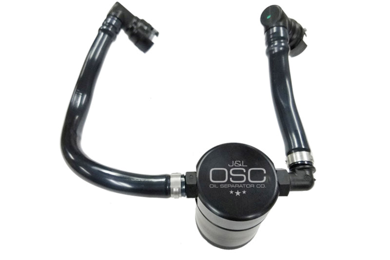 J&amp;L 2018-2022 Ford Mustang GT Passenger Side Oil Separator 3.0 - Black Anodized