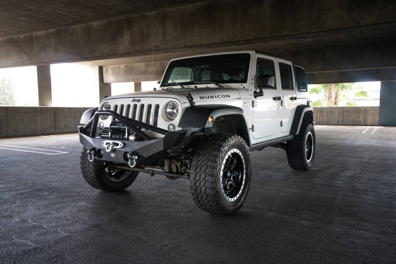 DV8 Offroad 07-18 Jeep Wrangler JK/JL FS-12 Mid Length Steel Front Bumper w/ Fog Lights