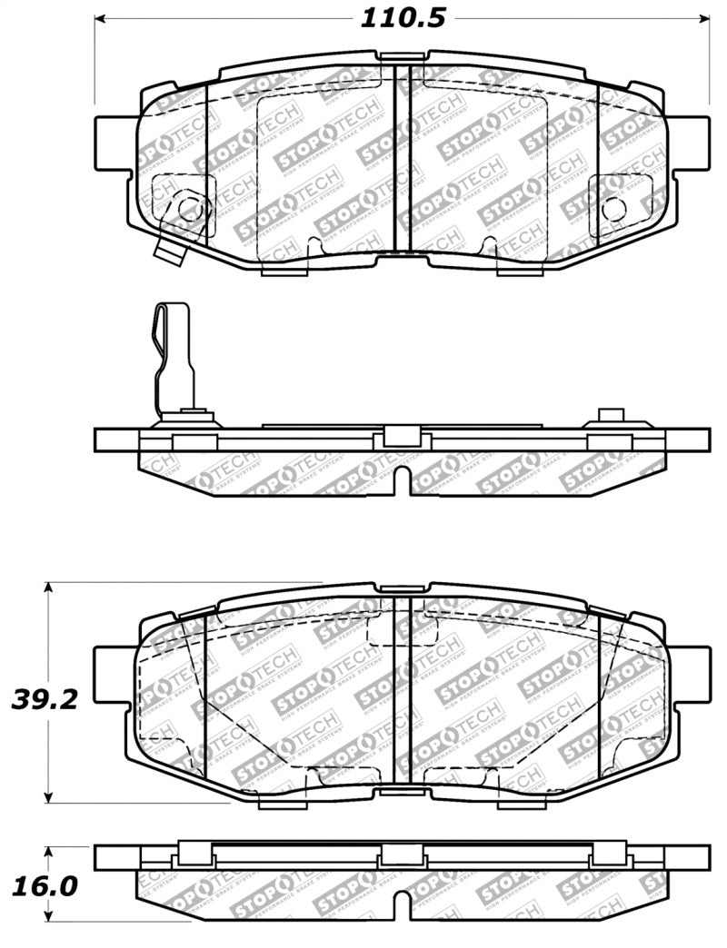 StopTech 06-14 Subaru Tribeca Street Select Rear Brake Pads
