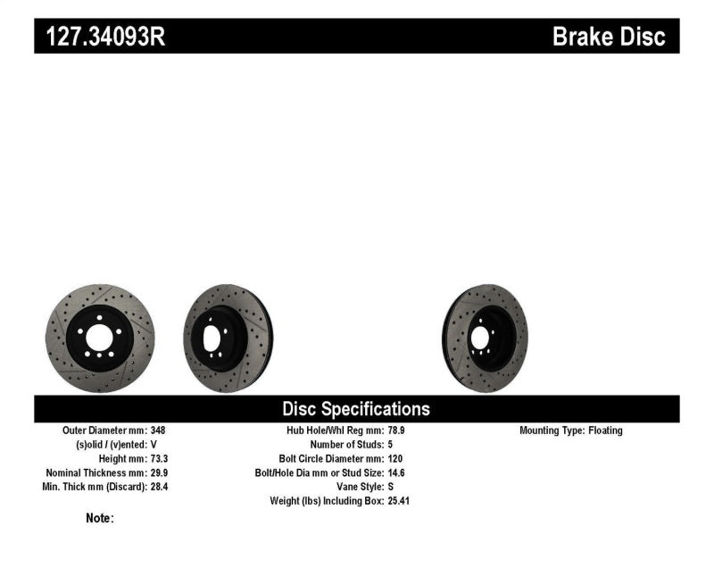 StopTech 07-09 BMW 335 (E90/E92/E93) Slotted & Drilled Right Front Rotor