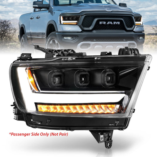 ANZO 2019-2020 Dodge Ram 1500 LED Projector Headlights Plank Style w/ Sequential Black (Passenger)